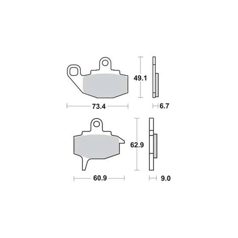Brzdové destičky Standard TRW MCB 573 49,1x73,4x6,7mm KAWASAKI KL, KLR, KX 60-650 1987-1999 Aktuální