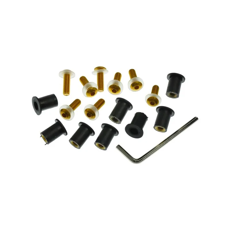 Inbusy pro plexi vč. matic M5 v pryžovém pouzdře a podložek, OXFORD (zlatý elox) Jen Po Omezenou Doba