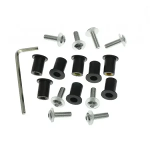 Imbusy pro plexi vč. matic M5 v pryžovém pouzdře a podložek, OXFORD (stříbrný elox) Doprava Zdarma