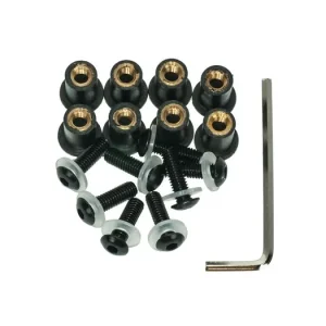 Imbusy pro plexi vč. matic M5 v pryžovém pouzdře a podložek, OXFORD (černý elox) Luxusní