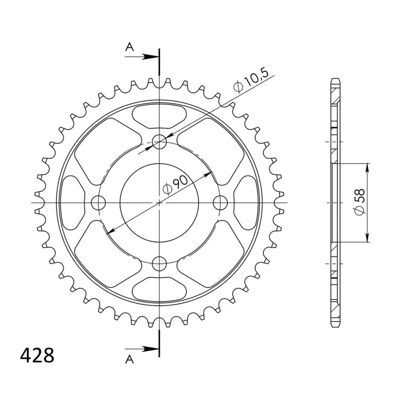 Cenový Hit Řetězová rozeta SUPERSPROX RFE-1221:44-BLK černý 44 zubů, 428
