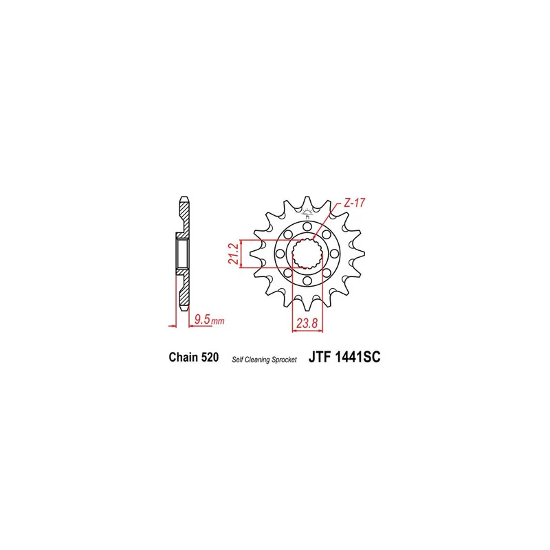 Řetězové kolečko JT JTF 1441-14SC 14 zubů, 520 Samočistící, Nízká hmotnost Akce