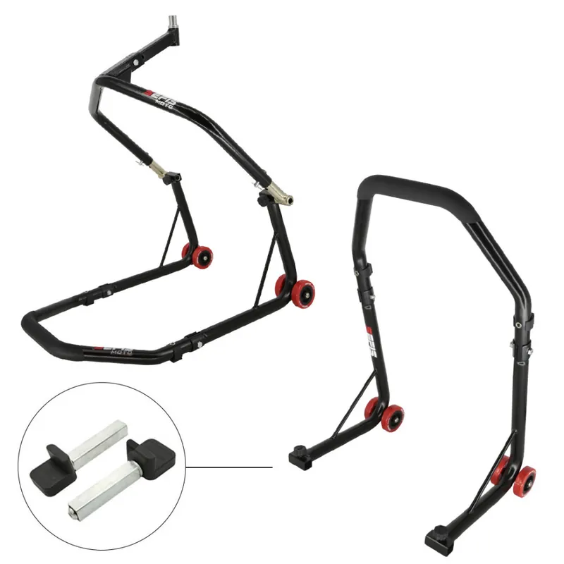 Bezpečná Platba SEFIS D18 přední stojan do krku řízení a zadní stojan set - packy - černý