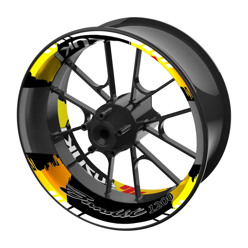 dvoudílné polepy na kola SUZUKI Bandit 1200 černo-žluté Záruka V Ceně