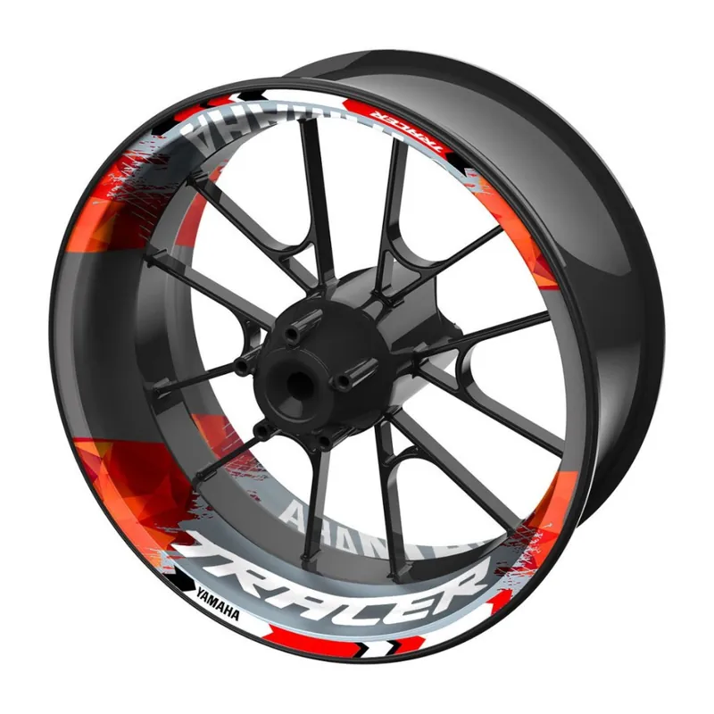 Ruční Výroba dvoudílné polepy na kola YAMAHA Tracer šedo-červená