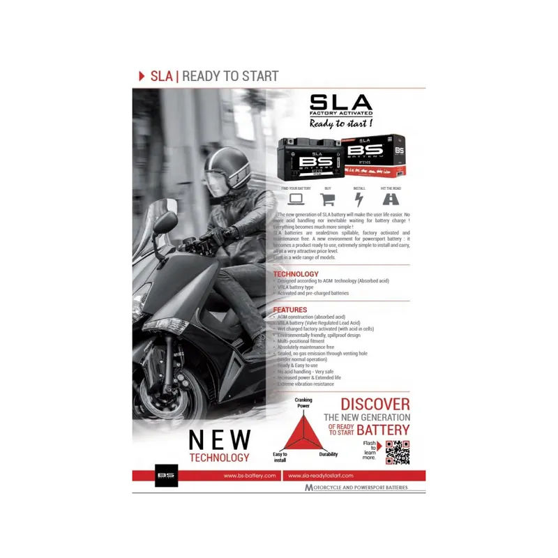 Profesionální Továrně aktivovaná motocyklová baterie BS-BATTERY BTX9 (FA) (YTX9 (FA)) SLA
