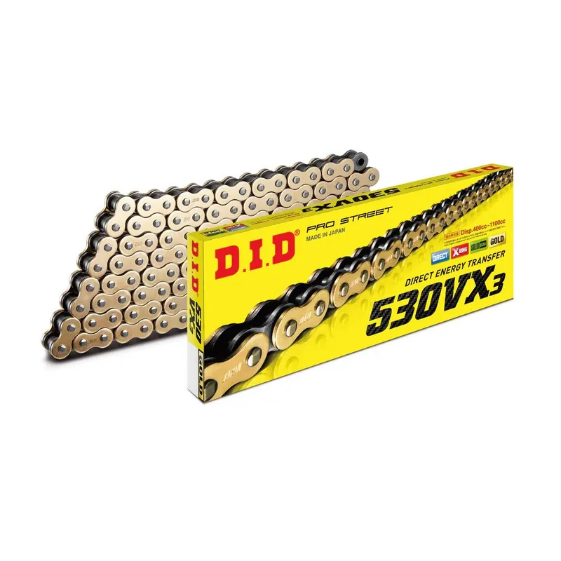 VX série X-Kroužkový řetěz D.I.D Chain 530VX3 118 L Zlatá/Černá Luxusní