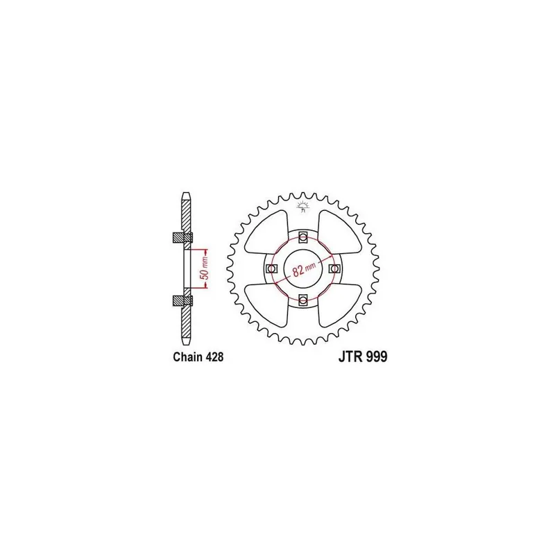 Víkendová Akce Ocelová rozeta pro sekundární řetězy typu 428, JT - Anglie (42 zubů)