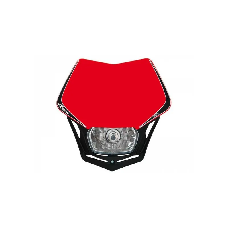 UNI přední maska včetně světla V-Face, RTECH (červeno-černá) Sleva