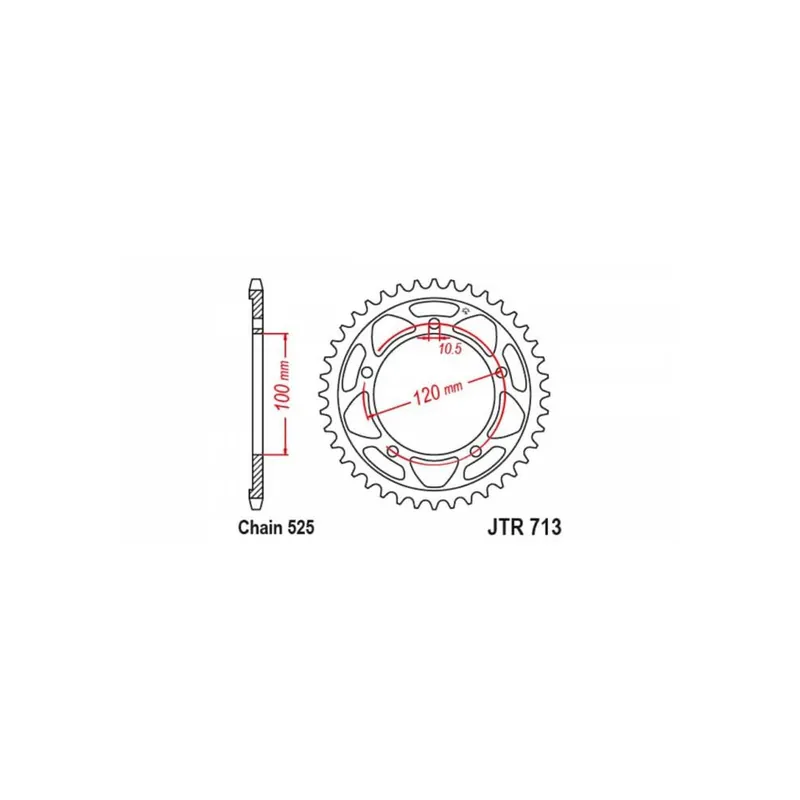 Ocelová rozeta pro sekundární řetězy typu 525, JT (41 zubů) Speciální Cena