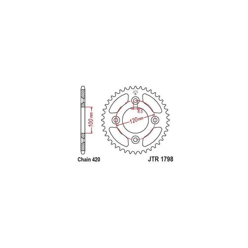 Kup Teď Ocelová rozeta pro sekundární řetězy typu 420, JT (47 zubů)