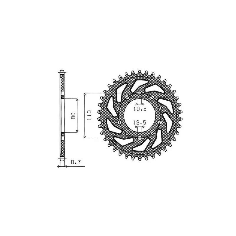 Ocelová rozeta pro sekundární řetězy typu 530, SUNSTAR (46 zubů) Finální Výprodej
