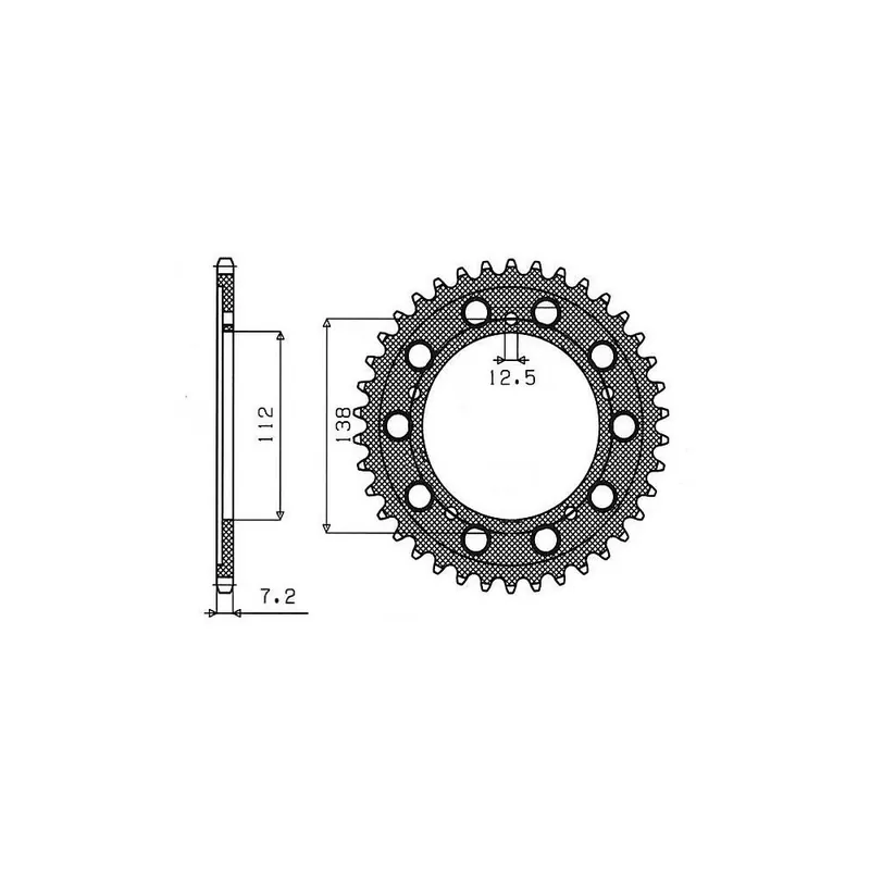 Ocelová rozeta pro sekundární řetězy typu 525, SUNSTAR (44 zubů) Hromadná Objednávka