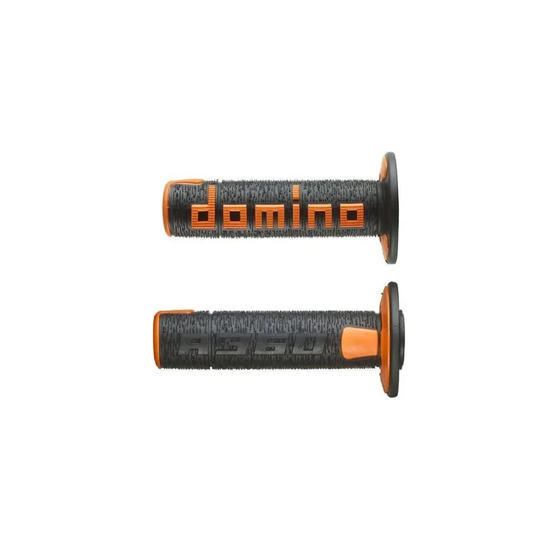 Gripy A360 (offroad) délka 120 mm, DOMINO (černo-oranžové) Výprodej