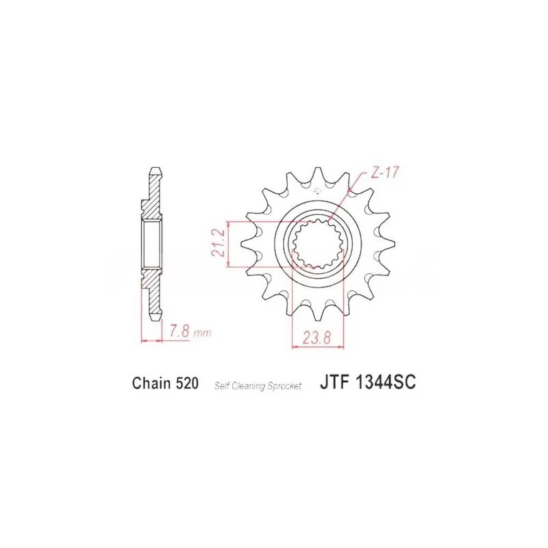 řetězové kolečko pro sekundární řetězy typu 520, JT (14 zubů) Hromadná Objednávka