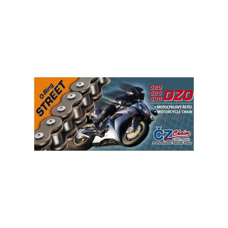 řetěz 530DZO, ČZ - ČR (barva černá, 114 článků vč. nýtovací spojky RIVET) Značkový