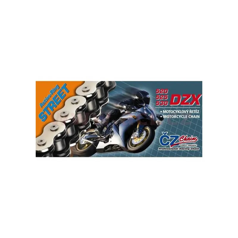 řetěz 525DZX, ČZ - ČR (barva černá, 122 článků vč. nýtovací spojky RIVET) Nová Kolekce