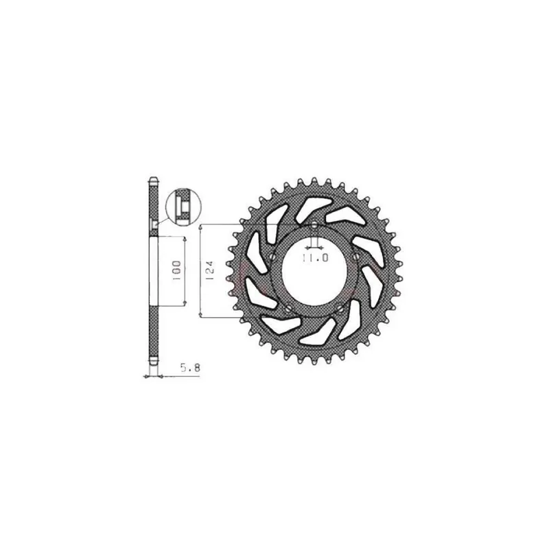 Cenově Výhodný Ocelová rozeta pro sekundární řetězy typu 520, SUNSTAR (45 zubů)