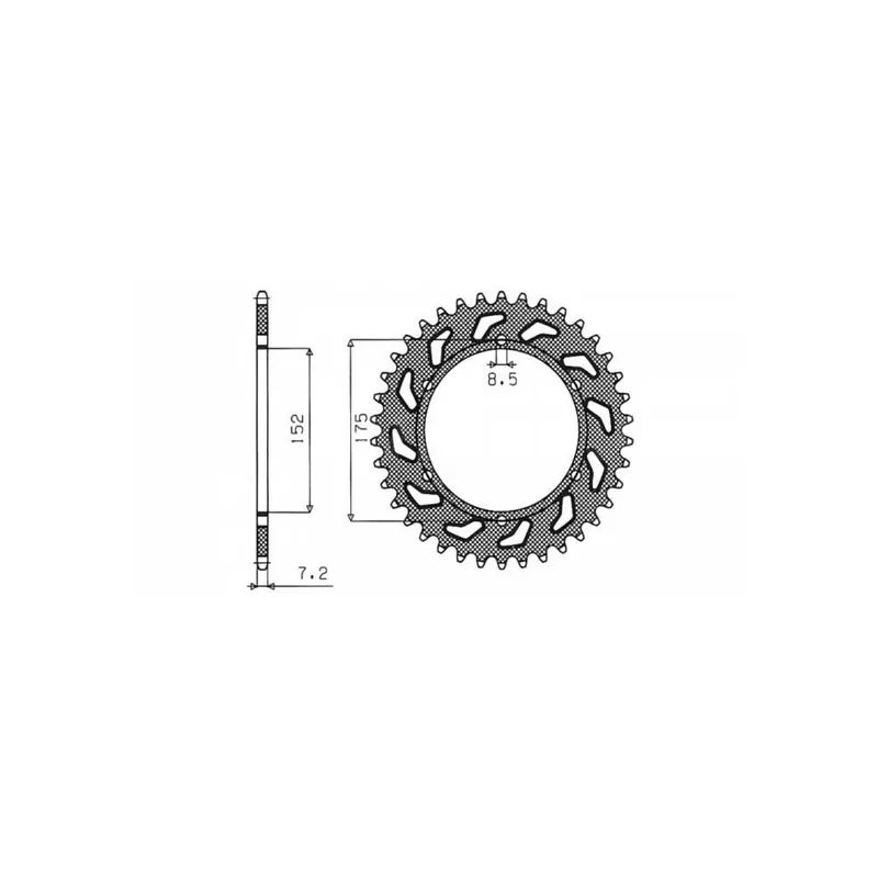 Ocelová rozeta pro sekundární řetězy typu 428, SUNSTAR (57 zubů) Velkoobchod