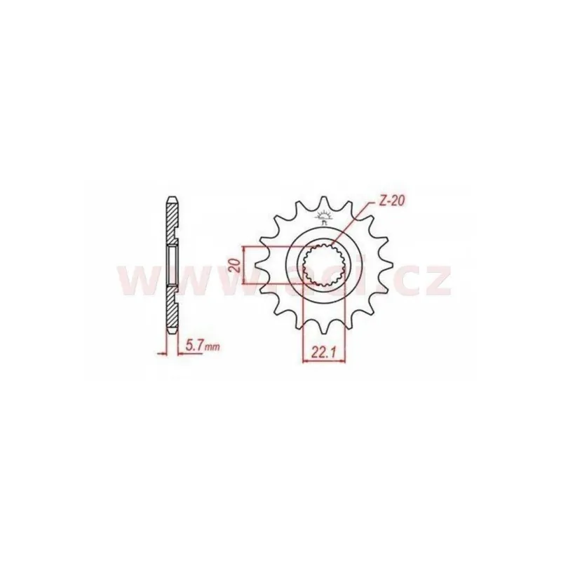 řetězové kolečko pro sekundární řetězy typu 520, JT - Anglie (14 zubů) Pouze Dnes