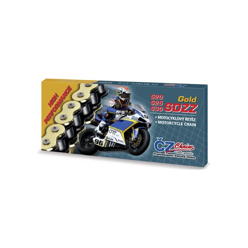řetěz 520SDZZ, ČZ (barva zlatá, 104 článků vč. nýtovací spojky RIVET) Akce