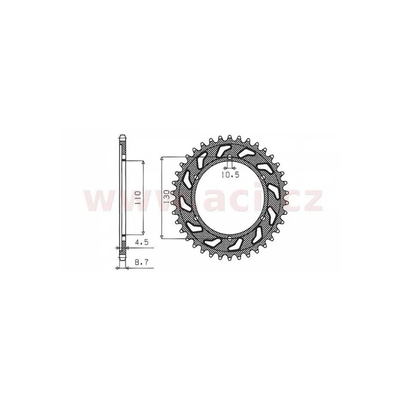 Akční Nabídka Ocelová rozeta pro sekundární řetězy typu 530, BRAKING (45 zubů)