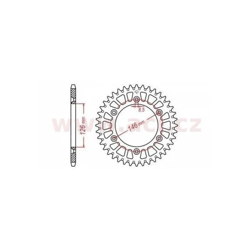 Horká Nabídka Duralová rozeta pro sekundární řetězy typu 520, JT - Anglie (49 zubů)