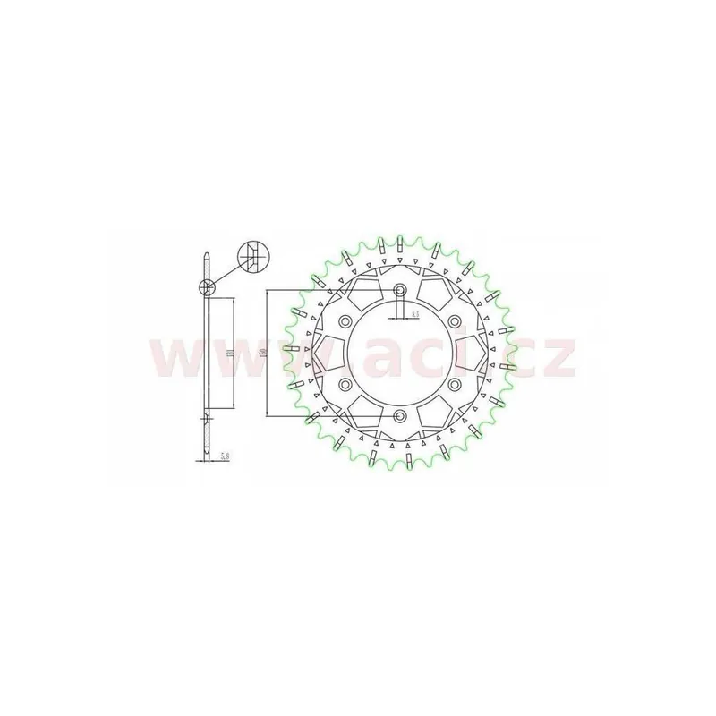 Ocelová-nerezová rozeta pro sekundární řetězy typu 520, SUNSTAR (50 zubů) Luxusní