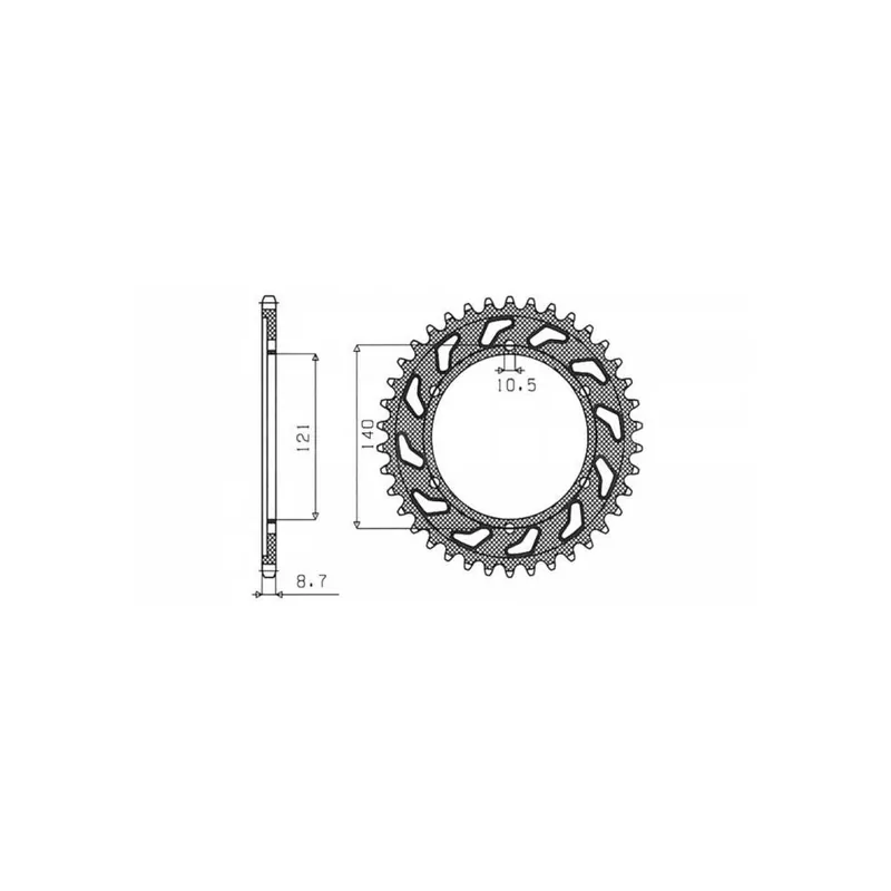 Ocelová rozeta pro sekundární řetězy typu 530, SUNSTAR (45 zubů) Rychlé Dodání