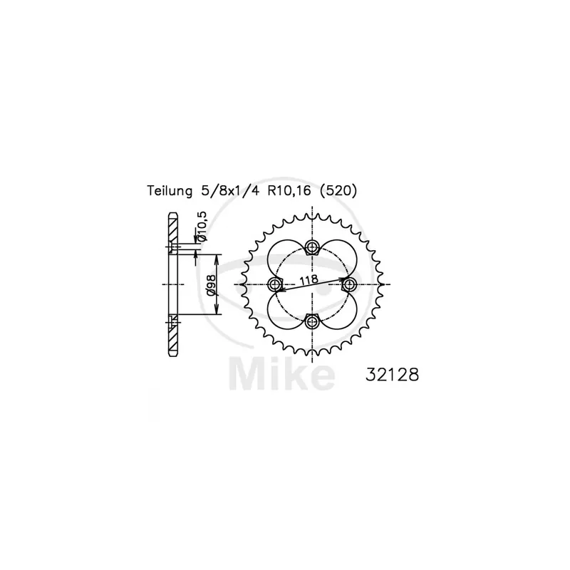 Řetězová rozeta JMT 32128 42 zubů, 520 černý Pouze Dnes