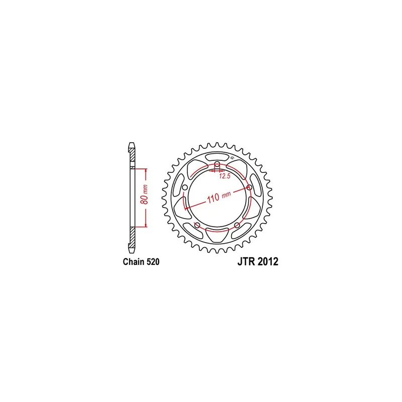 Řetězová rozeta JT JTR 2012-42 42 zubů, 520 Expresní Doručení