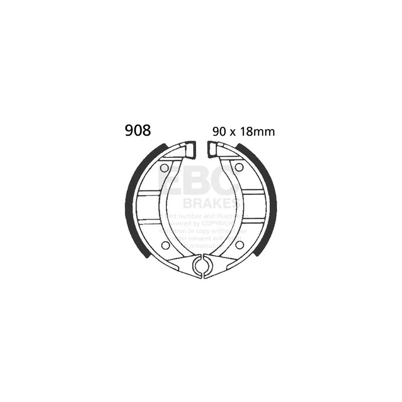 Sada brzdových čelistí EBC 908 neobsahuje pružiny Ruční Výroba