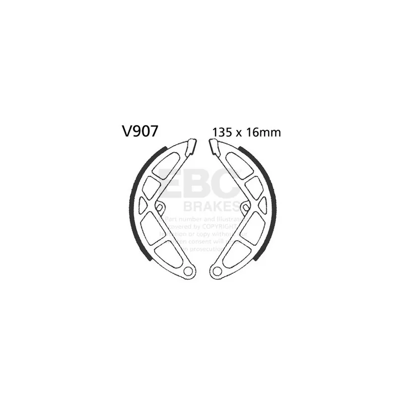 Sada brzdových čelistí EBC V907 neobsahuje pružiny Limitovaná Edice