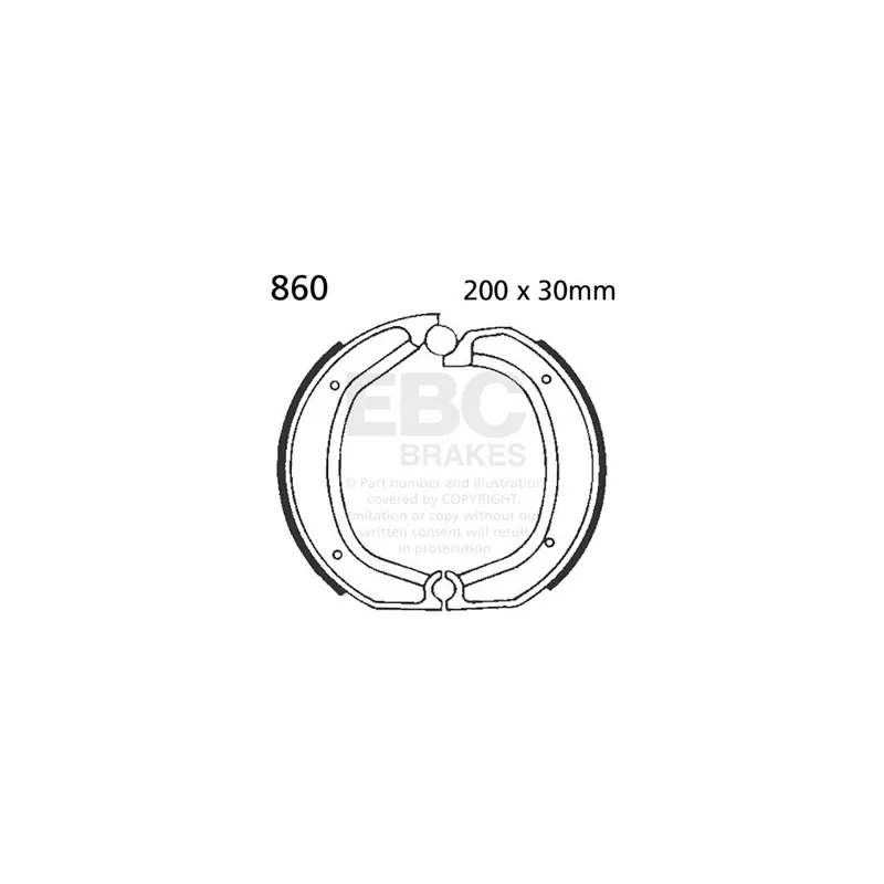 Sada brzdových čelistí EBC 860 neobsahuje pružiny Garance Vrácení Peněz