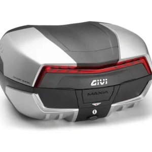 Ihned K Objednání V58N kufr GIVI Maxia 5 černo-stříbrný lakovaný matný (Monokey), červená optika, objem 58 ltr.