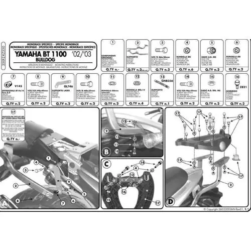 KAPPA zadní nosič kufru YAMAHA BT 1100 BULLdoG (02-09) ( bez plotny ) Prémiový