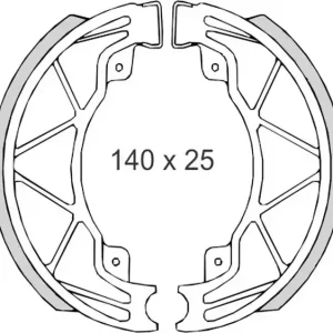 BRENTA brzdové čelisti - pakny DERBI25/50/125/150 PIAGGIO50/125/180 VESPA 50/125 (140X25mm) (FT 0300) Ihned K Objednání