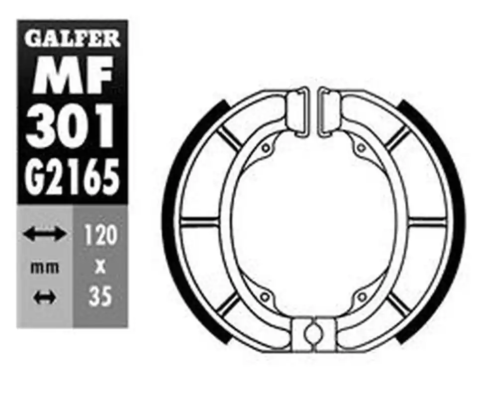 GALFER brzdové čelisti - pakny zadní DERBI ATLANTIS 50/100 99-, SUZUKI ADDRESS 50 92-, AP 50 94-, LIdo 50/75/80 89- Ihned K Objednání
