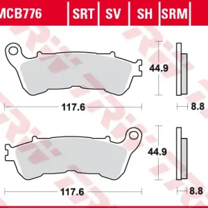 TRW ZF brzdové destičky KH388 sintrované STREET HONDA CBF 500 04-08, CBF 600 04-15, NT 700 V 06-13, XL 700 V 08-13, XL 1000 V 04-13, SUZUKI BURGMAN 125 07-13, přední Rychlé Dodání