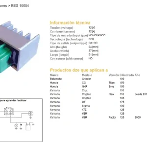 DZE regulátor napětí YAMAHA YBR 125 09-; TTR 50/90/110/125/230 00-20; KAWASAKI KLX 450F 08-17 (5HH-H1960-00) (12A) Ověřený