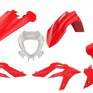 Moderní POLISPORT kompletní sada plastů BETA X-TRAINER 20-22 v sadě kryt světla (8667300001) a kryty tlumičů (8398700002) barva červeno bílá