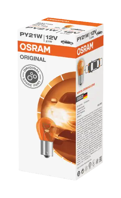 OSRAM žárovka 21W 12V BAU15S PY21W (ORANGE) - oranžová směrovka/blinkr 1 kus Odeslání Ihned