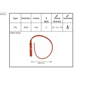 Velkoobchod NGK fajfka na zapalovací svíčky gumová jednoduchá kabel 50 cm barva červená (NR 8035) voděodolný (závit 10,12,14mm) (5K OHM)