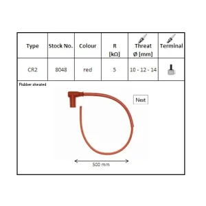 Objednat Nyní NGK fajfka na zapalovací svíčky gumová ohnutá (90) kabel 50 Cmm barva červená (NR 8048)