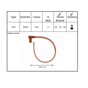 Zlevněný NGK fajfka na zapalovací svíčky gumová ohnutá (90) kabel 50 Cmm barva červená s krytkou (NR 8054) voděodolná