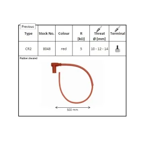 Přímo Od Výrobce NGK fajfka na zapalovací svíčky gumová ohnutá (90) kabel 50 Cmm barva červená (NR 8515)