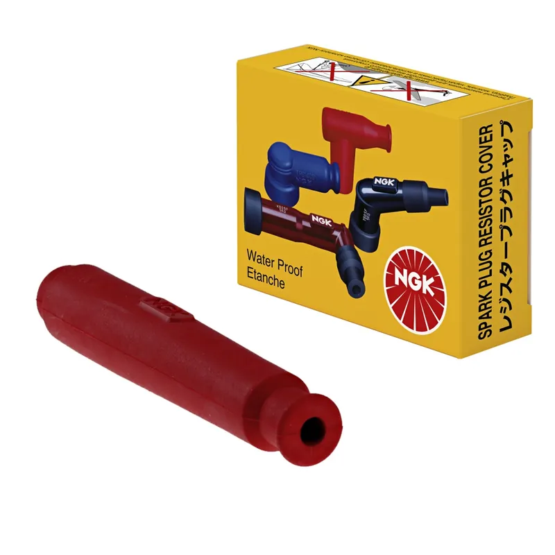 Exkluzivní NGK fajfka na zapalovací svíčky (NR 8673) jednoduchá (0) barva červená, silikonová (závit 10,12 mm) (5K OHM)