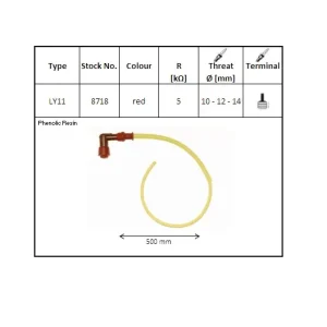 Zlevněný NGK fajfka na zapalovací svíčky ebonitová ohnutá (90) kabel 50 Cmm barva červená (NR 8718)