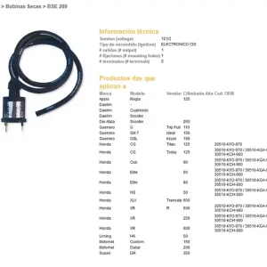 DZE indukční cívka HONDA XR 250; XR 600R; XL 600V TRANSALP; SUZUKI DR 350 (OEM:30510-KGA-900) Akční Cena