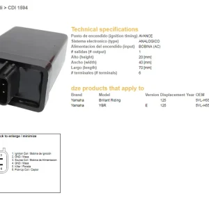 Garance Vrácení Peněz DZE jednotka zapalování CDI YAMAHA YBR 125 (OEM-5VL-H5540-00)